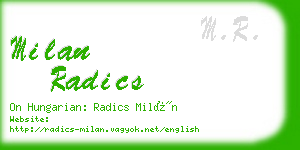 milan radics business card